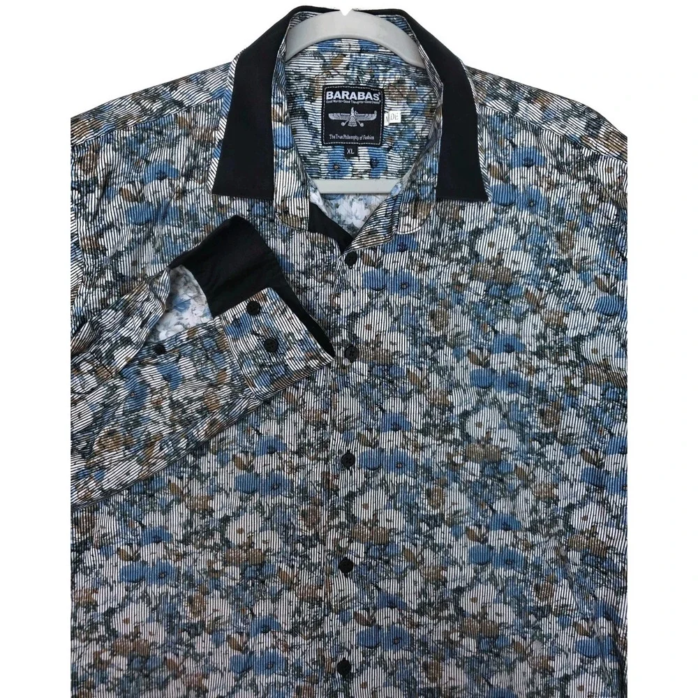 Barabas Shirt Mens XL‎ Multicolor Floral Long Sleeve Button Front Cotton Casual